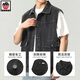 
AEMAPE Apple denim vest men's jacket European and American trendy spring large pocket sleeveless tops fashion brand vest horse clip 9215# black 5XL (recommended 230 250Jin [Jin equals 0.5 kg])