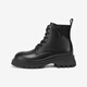 Qianbaidu heighten Martin boots for women in winter new genuine leather fashionable short boots for women shoes with velvet to keep warm black (velvet inside) 37