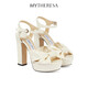 Jimmy Choo New Year's Gift (Jimmy Choo) Women's Patent Leather Platform Sandals P00622456 White 43 CN 43