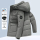 Wirpta high-end brand down jacket for men short 2024 winter new hooded removable goose down jacket 9757 black 3XL 190/104A X