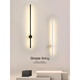 Miaopule Minimalist Long Strip LED Wall Lamp Bedroom Bedside Simple Modern Line Corridor Staircase Creative Living Room Wall Lamp Obsidian Black-120CM-Three Color Changing