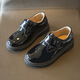 Ershanji Boys Leather Shoes Black Children's Campus Small Leather Shoes Soft Sole Performance Shoes New Performance Little Boys British Students Black Velcro Style 34 Size Inner Length 21.5cm
