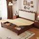 Laisda American en bois massif lit noyer 1,5 m à double lit français classique lit doux lit yf688 # 1,5 lit armoire pavé