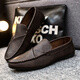 Mac Jabags men's shoes spring new beanie shoes men's soft leather soft sole casual leather shoes Korean style trendy lazy shoes D826 black 39