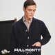 Monty Monty Men's's Cardigan Navy Blue Crimp Pull veste de revers décontractée Automne et Blue marine d'hiver 8306 L