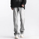 Mode Handy Jeans Herrenmarke Brand Frühling und Herbst Sommer -Flagge Hosen Jungen American Retro Freizeithose gestapeltes Hosen G841 Zementgrau 3xl (160 bis 185 Jin [Jin gleich 0,5 kg] tragbar)