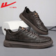 Pull back men's sneakers 2025 autumn and winter new men's leather lightweight fashionable versatile casual shoes brown 40