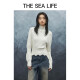 THE SEA LIFE欧海一生 绵羊毛混纺针织衫女时尚设计休闲毛衣E3527 云白色 S