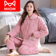 猫人（MiiOW）三层夹棉睡衣女冬季加厚加绒棉袄珊瑚绒中年妈妈保暖家居服 KQ6626 2XL