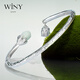 Only (Winy) Hetian jade silver bracelet women's solid pure foot silver 999 bracelet fashionable silver jewelry bracelet plain circle birthday gift