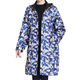 Guiren Xiong velvet thickened smock, warm coat, men's and women's work clothes, waterproof and oil-proof camouflage long coat, kitchen long-sleeved labor insurance suit, blue floral (with hood), medium size (120-170)