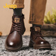 Jeep Chelsea Boots Jeep British Style Martin Boots Mid-High Top Boots de cuero Botas de cuero anti-Ciudad al aire libre Zapatos de cuero casuales Brown 41