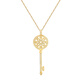 Beyou Korean 14K gold necklace women's light luxury new trendy shiny zircon inlaid round key pendant accessories pendant