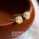 Jianlu Hotan Jade Silver Earrings for Women Simple Temperament High-end Earrings Jewelry Mother's Birthday New Year Gift for Mom