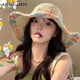 CHALL KITTY防晒帽子女夏季海边度假镂空大帽檐草帽女士遮阳帽太阳帽凉帽子女 米色-高端品牌礼盒装高档高级感