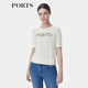 PORTS Women's Clothing Shopping Mall The same style as early autumn versatile soft focus beads printed knitted T-shirt LP9K719SKT021 Milk White XS