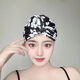 Kashiwa Chao long and short hair, fashionable and cute ear-protecting fabric swimming cap, good-looking, hot spring swimming cap for women with small face, 2001 black Mickey hat + nose clip and earplugs