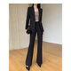 Sugargirl spring and autumn black suit set for women fashion high-end professional formal wear host casual versatile suit jacket 2694 black six-button suit + pants M