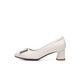 Red Dragonfly Leap Moon Shoes Fashion Square Buckle Commuter High Heels Temperament Elegant Thick Heels Women's Shoes Single Shoes WLB33095 Beige 37