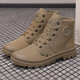 Gebiao Spring and Autumn Waterproof Martin Boots Middle Top Men's Shoes Board Shoes Canvas Shoes Sports Korean Style Fashion Versatile Casual Workwear Shoes Khaki 39