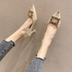 
Belle-Tao series brand broken-size high heel shoes for women new soft leather without grinding thin heel buckle pointed cat heel shoes working apricot color 4.5cm 38