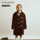 Teenie Weenie Kids Bear children's clothing autumn and winter warm double-sided woolen hooded coat for boys and girls, beige 120 cm