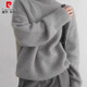 Pierre Cardin sweater for women 2025 new autumn and winter gray turtleneck sweater thickened sweater lazy style knitted sweater base gray one size recommended 80-145 Jin Jin equals 0.5 kg