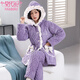 
Modal coral velvet pajamas for women in winter, three-layer cotton thickened flannel autumn and winter style warm and velvet can be worn outside home clothes 6624 Brown-thickened hooded style L (100-120Jin[Jin equals 0.5 kg])