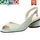 
CARTELO 2025 new fish mouth sandals for women in summer genuine leather thick heel medium heel fashion and versatile women's internet celebrity sandals apricot color 38