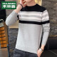 MULINSEN Sweater Men's Trendy Brand Versatile Round Neck Sweater Men's Slim Striped Bottoming Sweater Men's 13F175100110 Gray XL (175/96A)