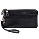 Pitian clutch soft leather four zipper double-layer wallet bag women's fashion trendy large-capacity change key mobile phone black