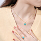 Hi Diamond Yellow 18K Gold Turquoise Pendant Women's Cabochon Gem Necklace Lock Color Treasure Bone Chain for Wife's Birthday Gift Yellow 18K Gold Turquoise 7mm*9mm