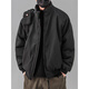 POUM Japanese retro winter new cotton coat men's trendy loose warm cotton jacket loose stand-up collar cotton coat QYRJ-Y20 black XL