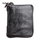 Rollsminjor echte Leder-Brieftasche Herren Kurzer vertikal handgefertigter Gemüse gebräunter Kopfschicht Cowide Retro Reißverschluss Brieftasche mittleren Alters und Jugend Geschenkbox Retro Black 9*2,5*12 cm