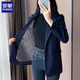 ROMON quilted suit jacket for women winter thickened 2026 new small casual temperament Korean style cotton woolen suit detachable quilted style blue suit + quilted S