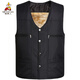 稻草人（MEXICAN）秋冬季中老年人男士棉马甲加绒加厚毛内胆坎肩马夹保暖爸爸装背心 [四口袋带拉链升级版]黑色 XL(建议85-110斤)