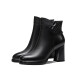 Catafed Kissing Belle Cat High Heel Single Boots Women's 2021 New Versatile Thick Heel Short Boots Women's Side Zipper High Heel Women's Boots Black Velvet Round Toe Platform Nude Boots Women's Black 36