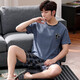 Manzhizhuang Pyjamas Herren Sommer Pure Cotton Shorts Shorts für Teenager Lose Heimkleidung für den Sommer-Dünnstil können am äußeren Anzug mittleren Alters HD9928 L getragen werden (empfohlen 100-125 Jin [Jin gleich 0,5 kg]))
