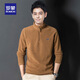 Romon Light Luxury High-end Men's Sweatshirt in Fall and Winter New Fleece Plus Fleece Casual Slim Half Zipper Stand Collar Fleece F39-9898 Camel [regular] M