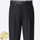Classic Car Free Iron Lose gerader Geschäft mit mittleren Alters mit hoher Hose für Männer im Frühling, Herbst und Winter Dicke professionelle Anzughose Doppelte Plisel Pure Black 757 [Frühling, Herbst und Winter] Dicke 34 (Taillenumfang 2 Fuß 7)