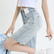 HMRSV2025 NEUER NEUE High-T-Fünf-Punkte-Denim-Shorts für Frauen losen und schlankes Retro-Design mittelgroße Hose Trendy Moonlight Blue-H9930 M Empfohlenes Gewicht 99-109jin [Jin entspricht 0,5 kg]