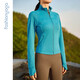 
Fan Sheng Yoga Running Fitness Clothes for Women Slim waist-length long-sleeved nude elastic sports jacket jacket cardigan FC12858 Moonlight Black XL