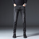 JEEP SPIRIT jeans men's winter new style plus velvet slim feet pants for men casual trendy elastic straight trousers QQN-1048 black 29