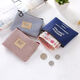 Qindu cute creative canvas striped art mini coin purse coin bag male and female student zipper small wallet navy blue