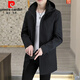 Pierre Cardin mid-length windbreaker jacket men's autumn 2026 new mature and stable men's trendy brand hooded slim jacket. Gram top 313 black 3XL 155Jin Jin equals 0.5kg -166Jin Jin equals 0.5kg or so