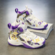 Zapatillas de zapatillas de baloncesto para niños de Huilirui Boys Spring and Autumn Shoes de baloncesto para niños sin deslizamiento y grandes zapatillas para correr para niños grandes Estudiantes de hebilla de hebilla L866 White Purple Mesh 36