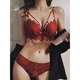 Modal New Sexy Underwear Women's Year of Marriage Red Set Small Breast Push-Up Bra Showing Big Push-up Bra Set Red Set 75A 34A