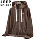Jeep Spirit Cord -Herrenjacke mit Kapuze Frühling und Herbst Großgröße Casual Vielseitige Strickjacke Pullover Top Jacket 12099 Brown 5xl 200225jin [Jin gleich 0,5 kg] über