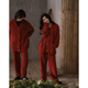 Couple's pajamas with the same language as their zodiac year, winter half-velvet wedding festive home clothes for women, red coral velvet two-piece gift set, men's R1817 L 170 men