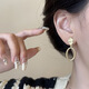 Sili's simple temperament, cold style, matte hollow oval earrings, fashionable daily commuter ear clips, no ear piercings for women [1392] Matte oval ear pin